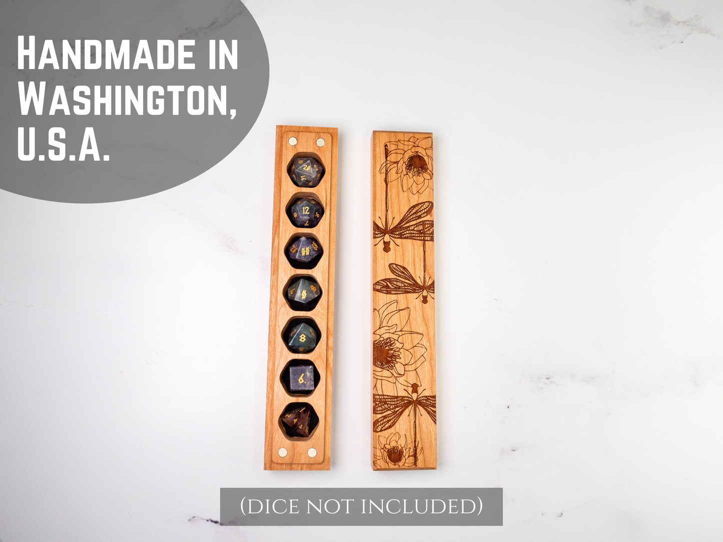 Dragonflies | Engraved Council of 7 Dice Vault