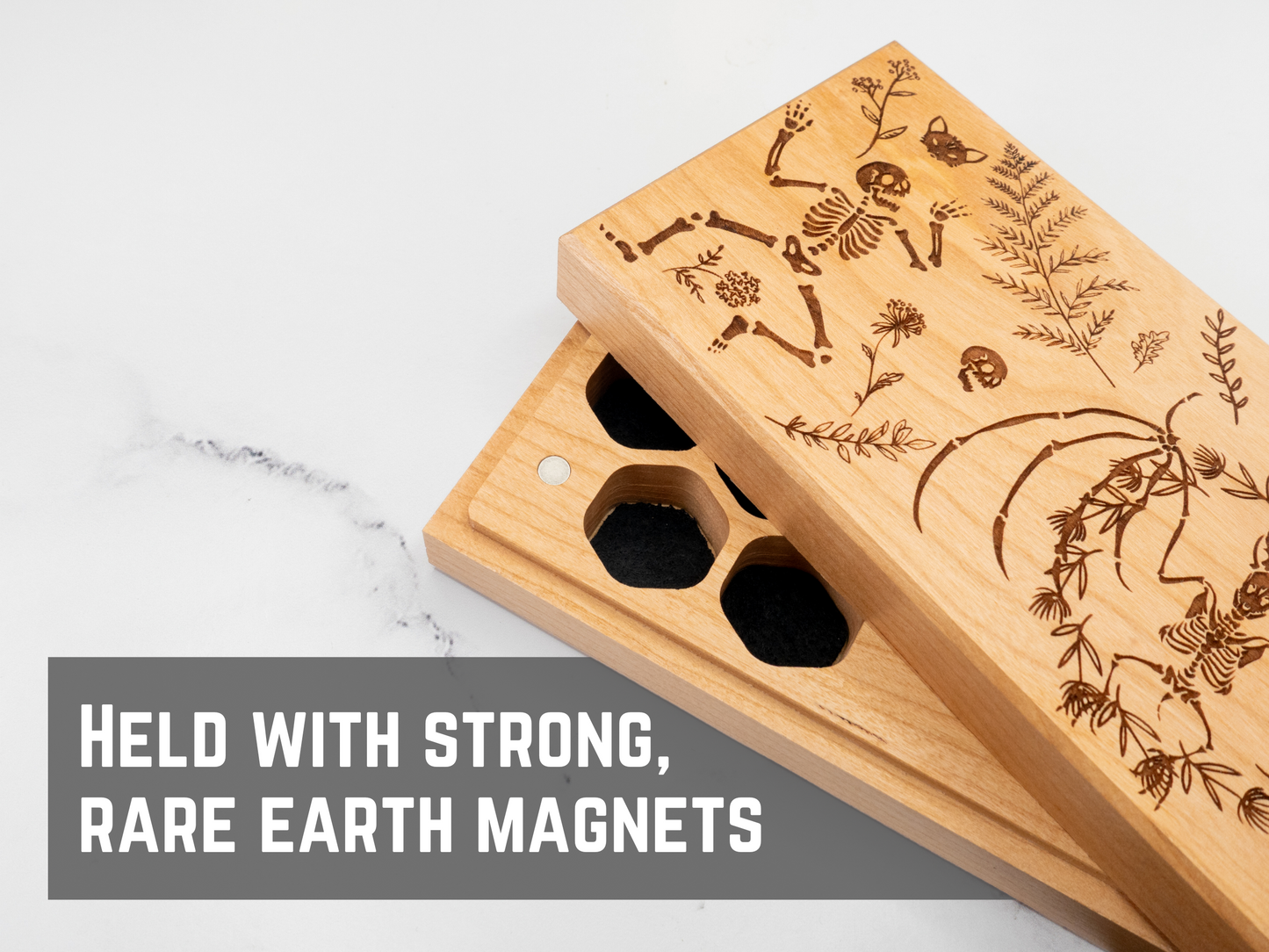 Dancing Skeletons | Engraved Dual Hex Dice Vault