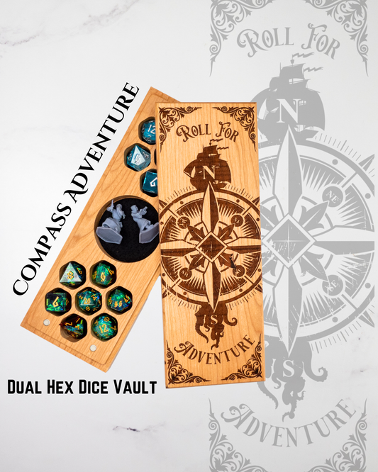 Compass Adventure | Engraved Dual Hex Dice Vault