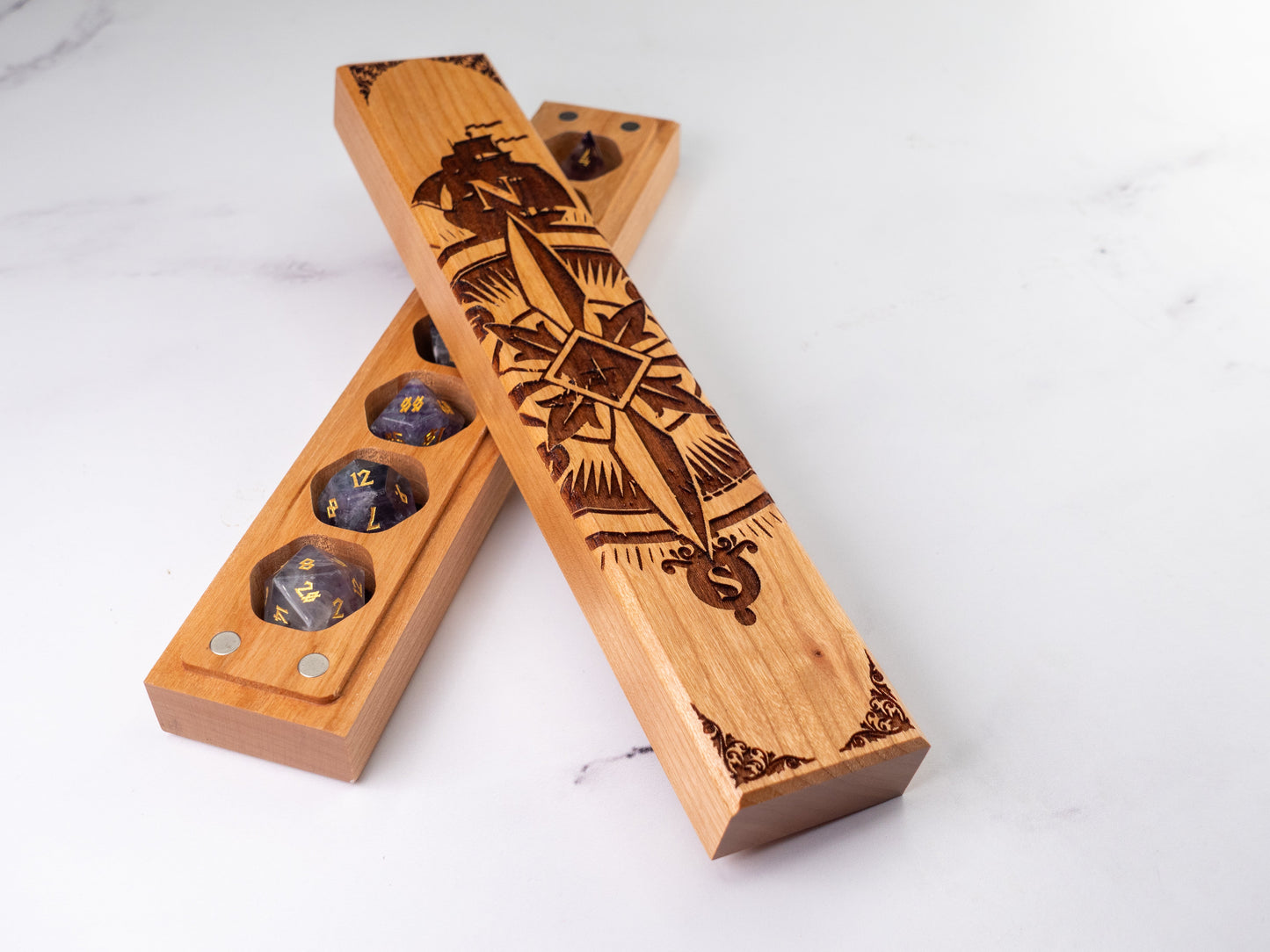 Compass Rose | Engraved Council of 7 Dice Vault