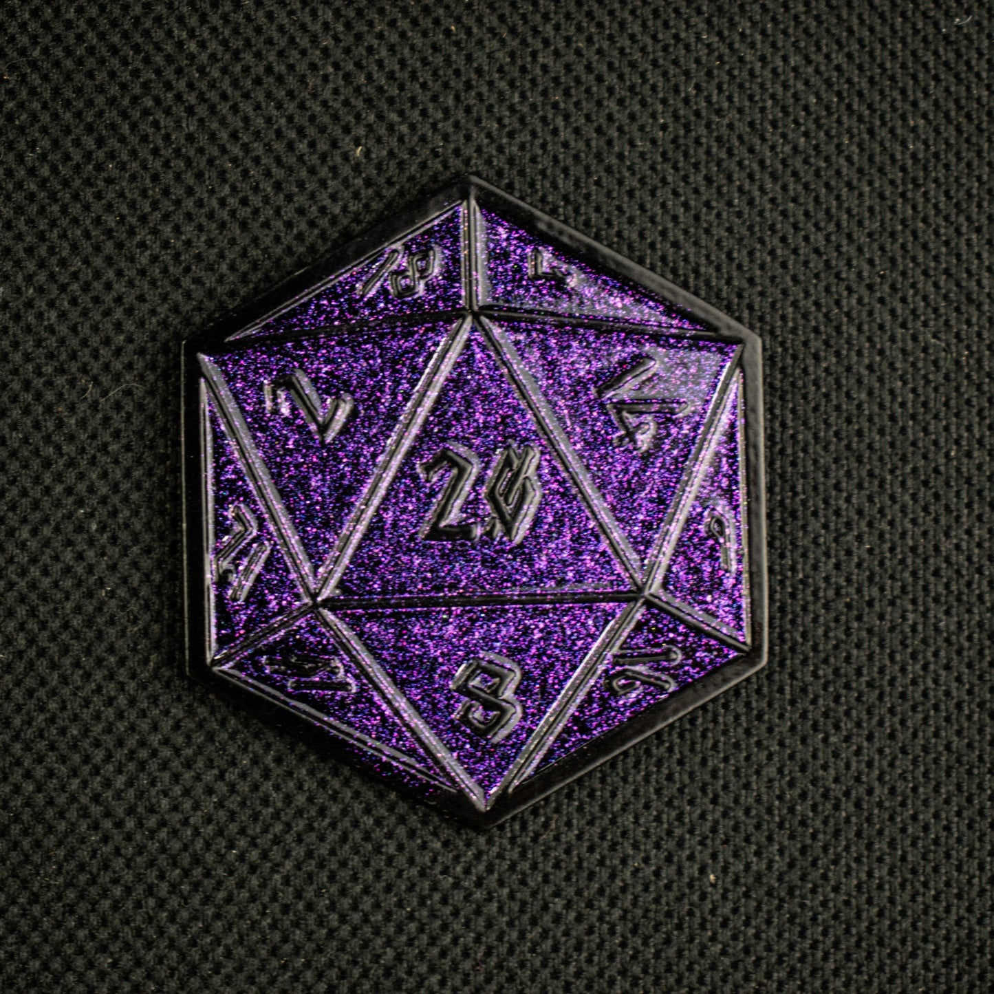 Purple Glitter D20 Pin