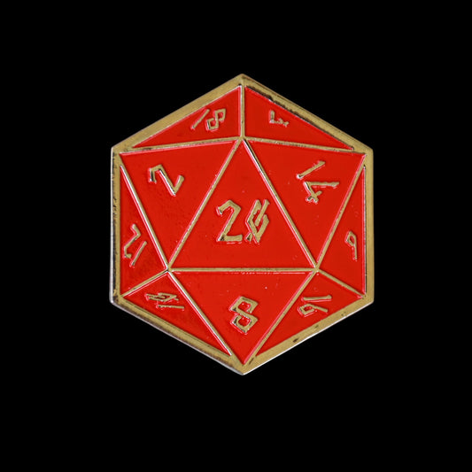 Red and Silver D20 Pin