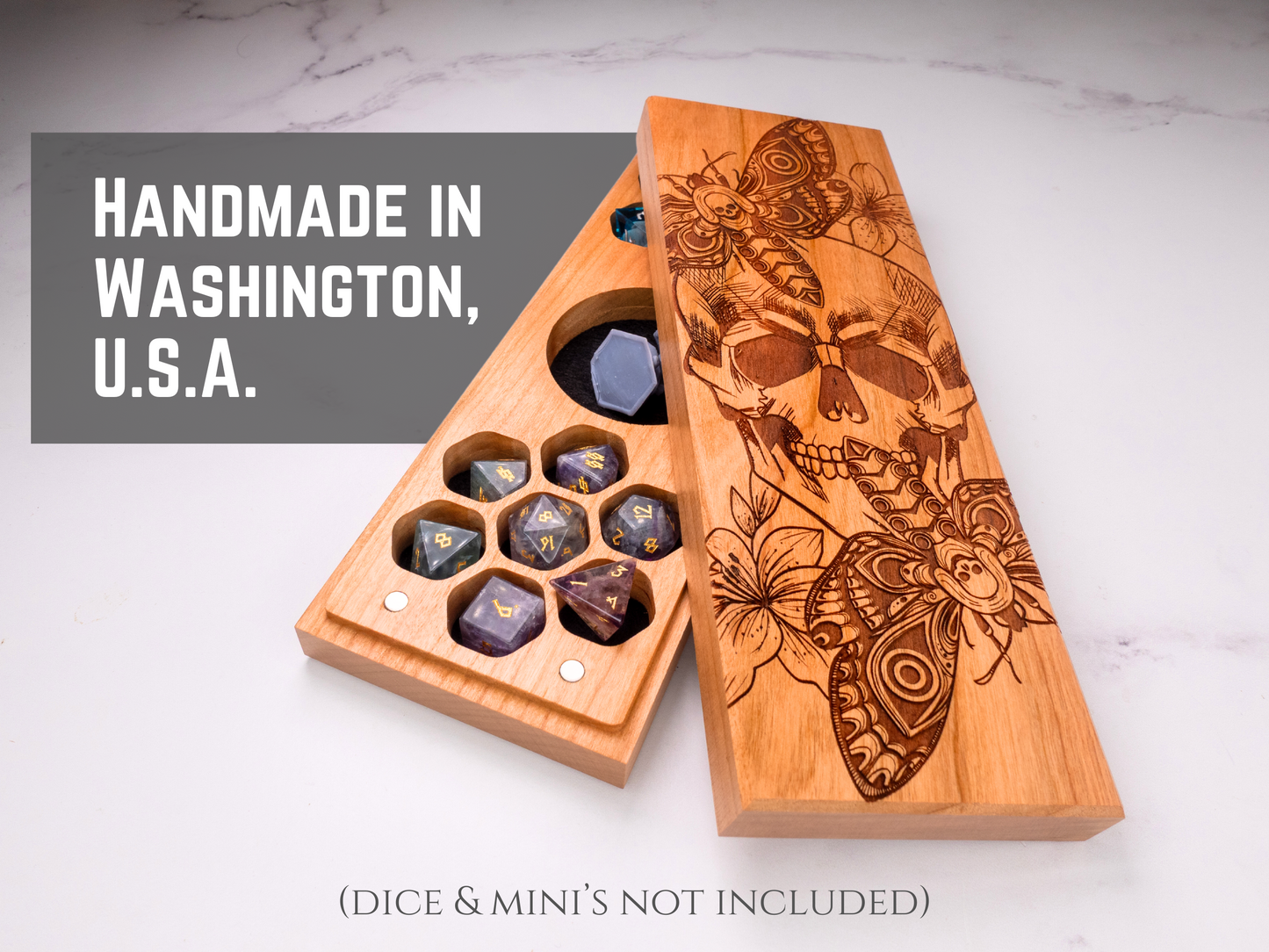 Death Head Moth | Engraved Dual Hex Dice Vault