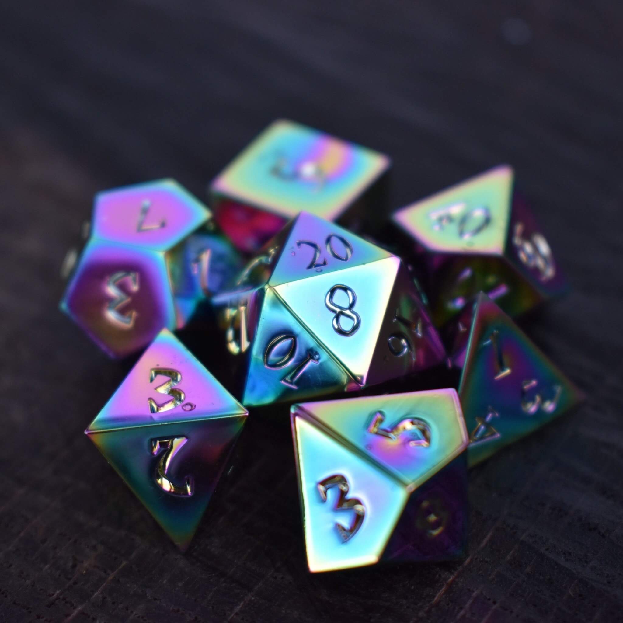 Iridescent Sharp-Edged Metal Dice Set – TopDeck.gg Shop